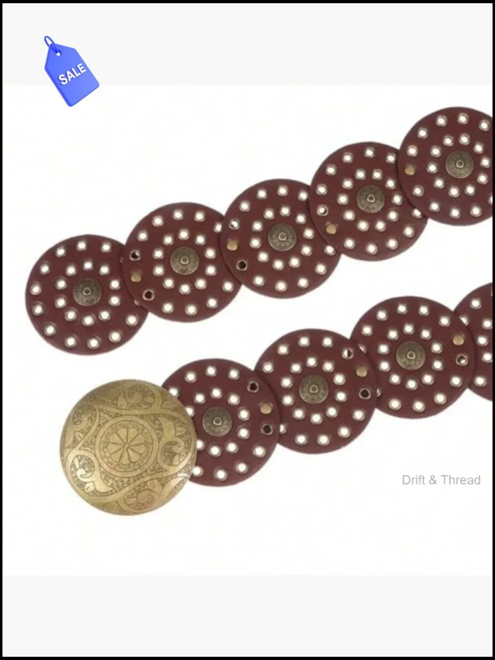 Wide Western Belt with Rotating Disc Conchos Boho Cowgirl Belt Jeans Dress